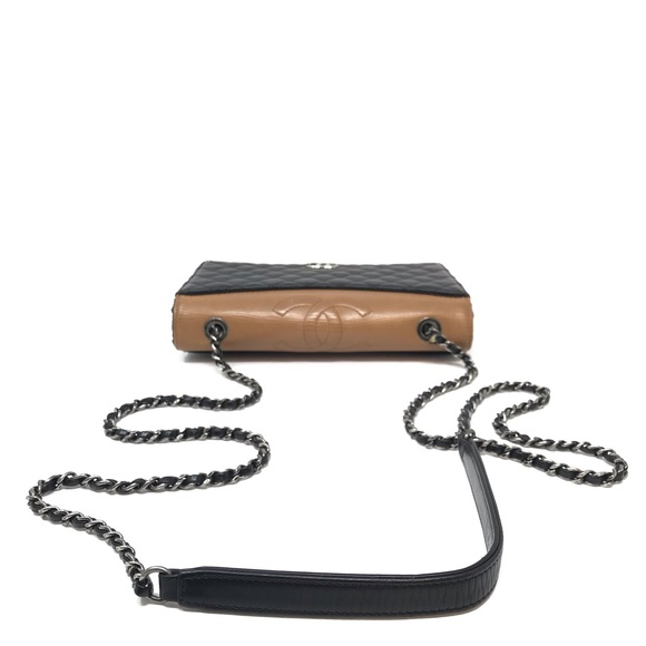 Chanel Ballerine Flap Bag Quilted Lambskin Small Black Brown Chain Strap - Picture 14 of 14